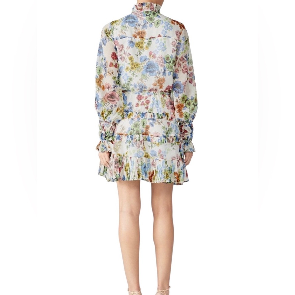 Alexis Jaila Floral Long Sleeve Button-Up Cinch Waist Tiered Mini Dress, Size S - Picture 3 of 7